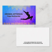 ヨガポーズ |紫色のテクスチャ |トライバルプリント 名刺 (正面/裏面)