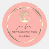 ヨガマインドフルセラピストソファ金ゴールドピーチ ラウンドシール (正面)