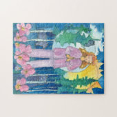 ヨガマウンテンポーズウルフクロウサンムーンインディゴナイト ジグソーパズル (横)