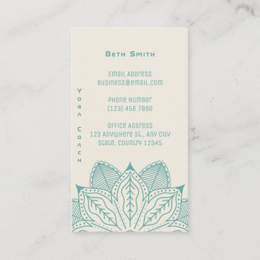 ヨガマスター – カスタマイズトレーニング 名刺 (裏面)