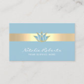 ヨガマッサージセラピーモダンブルーロータスフラワー 名刺 (正面)