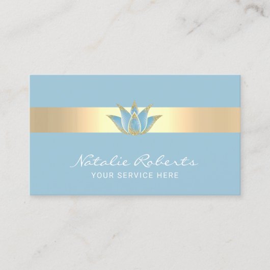 ヨガマッサージセラピーモダンブルーロータスフラワー 名刺 (正面)
