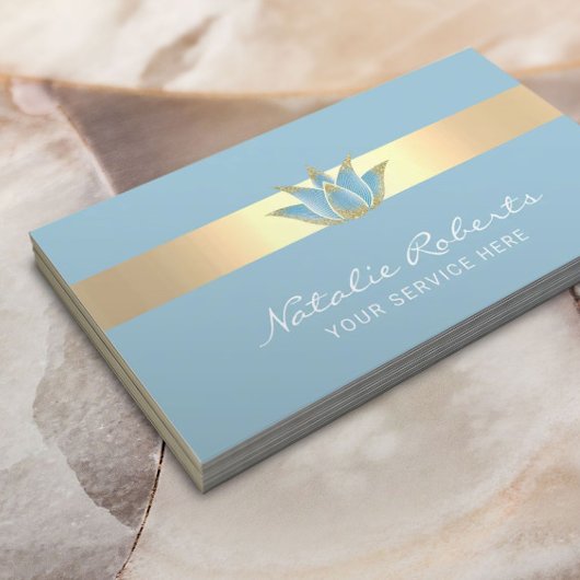 ヨガマッサージセラピーモダンブルーロータスフラワー 名刺