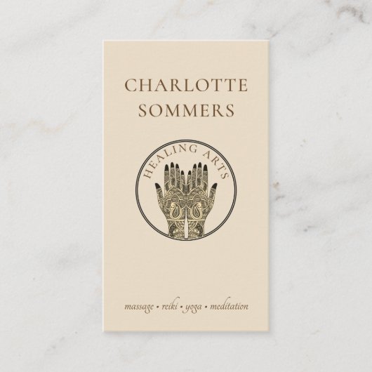 ヨガマッサージヘナハンズ 名刺 (正面)