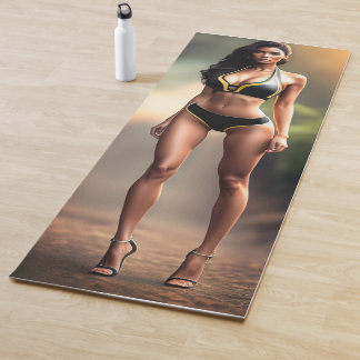 ヨガマットの美しいモデルガール ヨガマット