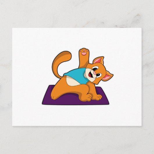 ヨガマットを持ったヨガの猫 ポストカード (正面)