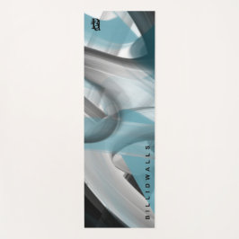 ヨガマットフィットネス抽象芸術アートブルー海 ヨガマット