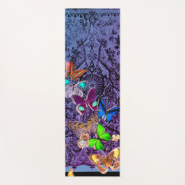 ヨガマットブラックレース及び蝶カスタムイニシャル ヨガマット