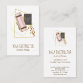 *~*ヨガマットヨガインストラクターポリゴングリッター金ゴールド 名刺 (正面/裏面)