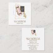 *~*ヨガマットヨガインストラクター金ゴールドグリッターポリゴン スクエア名刺 (正面/裏面)