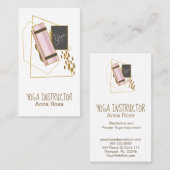 *~*ヨガマットヨガインストラクター金ゴールドグリッターポリゴン 名刺 (正面/裏面)