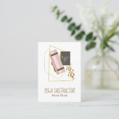 *~*ヨガマットヨガインストラクター金ゴールドポリゴングリッター 名刺 (スタンド正面)