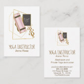 *~*ヨガマットヨガインストラクター金ゴールドポリゴングリッター 名刺 (正面/裏面)