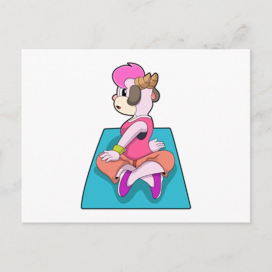 ヨガマット上でヨガをする羊 ポストカード (正面)