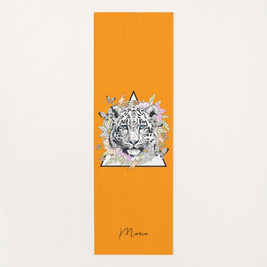 ヨガマパーソナライズされたット名前をカスタムするホワイトタイガー ヨガマット (正面)