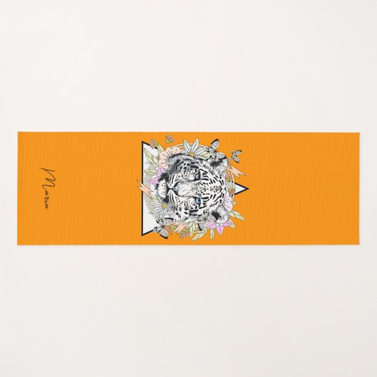 ヨガマパーソナライズされたット名前をカスタムするホワイトタイガー ヨガマット (正面(横))