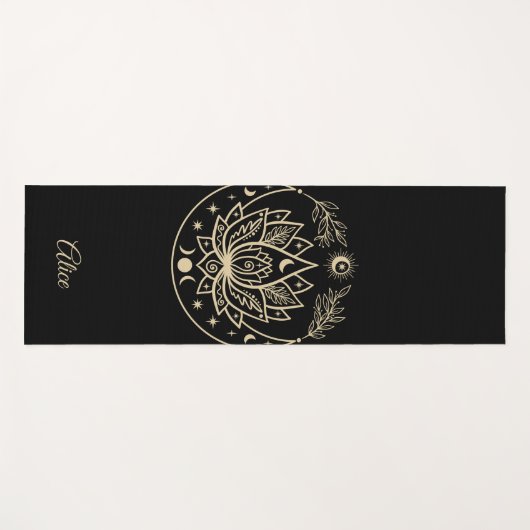 ヨガマパーソナライズされたット瞑想ギフトブラック ヨガマット (正面(横))