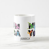 ヨガママ瞑想趣味かわいいママ コーヒーマグカップ (中央)