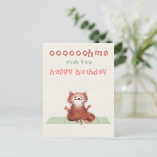 ヨガミおもしろいテーションキャットカイトアニマル誕生日 ポストカード (スタンド正面)