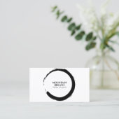 ヨガミニマル黒白エンソサークルモチーフ 名刺 (スタンド正面)