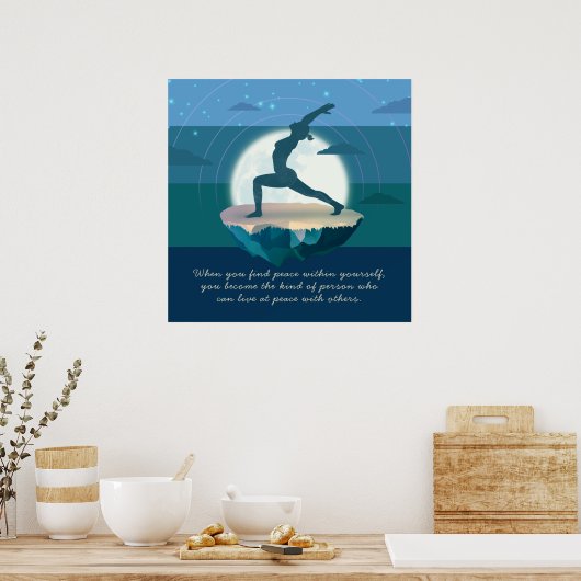 ヨガムーンサルテイションポ飛んでいるスアイランドスター引用文 ポスター (キッチン)