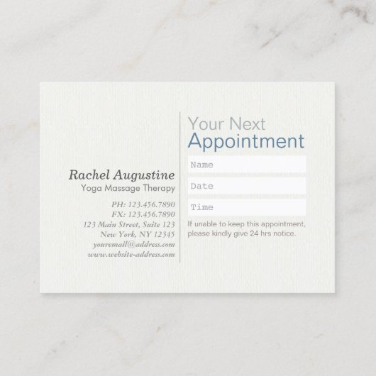 ヨガメディテーションインストラクタークラスパスアポイントメント ロイヤリティカード (裏面)