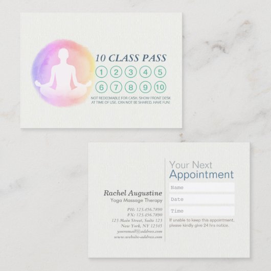 ヨガメディテーションインストラクタークラスパスアポイントメント ロイヤリティカード (正面/裏面)