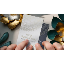 ヨガメディテーションインストラクターシックホワイト金ゴールドマンダラ 名刺