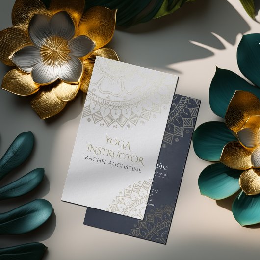 ヨガメディテーションインストラクターシックホワイト金ゴールドマンダラ 名刺