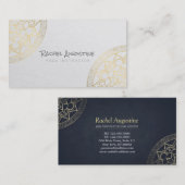 ヨガメディテーションインストラクターシックホワイト金ゴールドマンダラ 名刺 (正面/裏面)