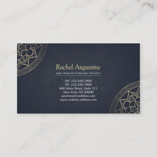 ヨガメディテーションインストラクターシックホワイト金ゴールドマンダラ 名刺 (裏面)