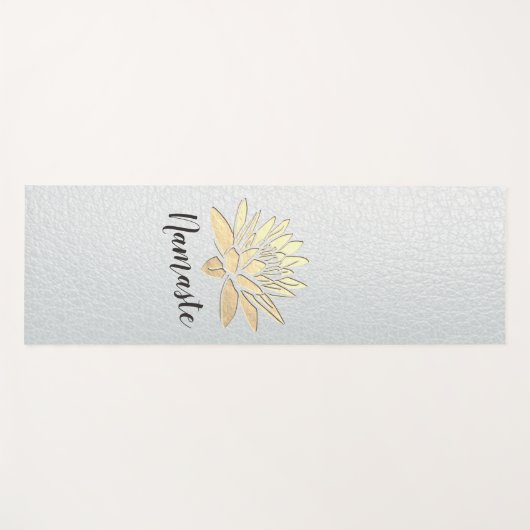 ヨガメディテーションインストラクターシックホワイト&金ゴールドロータス ヨガマット (正面(横))