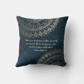 ヨガメディテーションインストラクターブルー金ゴールドマンダラ引用文 クッション (裏面)