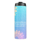 ヨガメディテーションインストラクターブルー金ゴールドマンダラ引用文 タンブラー (正面)