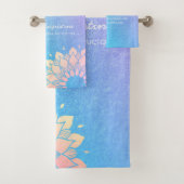 ヨガメディテーションインストラクターブルー金ゴールドマンダラ引用文 バスタオルセット (インサイチュ)