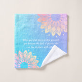 ヨガメディテーションインストラクターブルー金ゴールドマンダラ引用文 バスタオルセット (ウォッシュタオル)