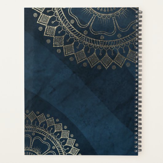 ヨガメディテーションインストラクターブルー金ゴールドマンダラ引用文 プランナー手帳 (裏面)