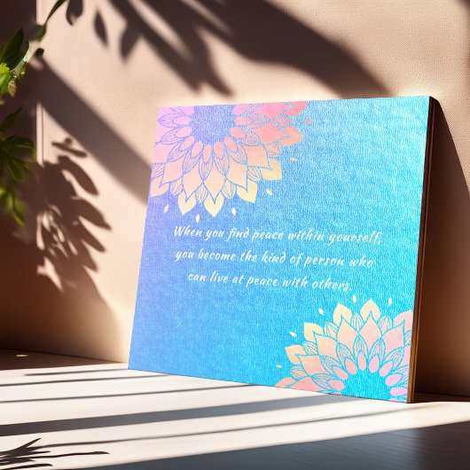 ヨガメディテーションインストラクターブルー金ゴールドマンダラ引用文 ポスター