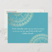 ヨガメディテーションインストラクターブルー金ゴールドマンダラ引用文 ポストカード (正面/裏面)