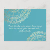 ヨガメディテーションインストラクターブルー金ゴールドマンダラ引用文 ポストカード (正面)