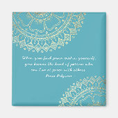 ヨガメディテーションインストラクターブルー金ゴールドマンダラ引用文 マグネット (正面)