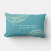 ヨガメディテーションインストラクターブルー金ゴールドマンダラ引用文 ランバークッション (正面)