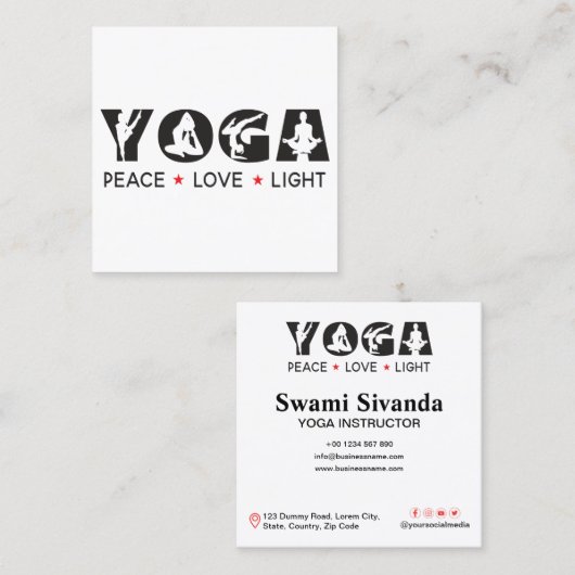 ヨガメディテーションインストラクターライフコーチ スクエア名刺 (正面/裏面)