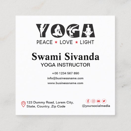 ヨガメディテーションインストラクターライフコーチ スクエア名刺 (裏面)