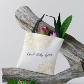 ヨガメディテーションインストラクター金ゴールドマンダラフラワー トートバッグ