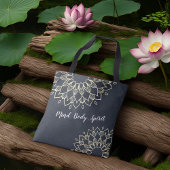 ヨガメディテーションインストラクター金ゴールドマンダラフラワー トートバッグ