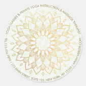 ヨガメディテーションインストラクター金ゴールドマンダラフラワー ラウンドシール (正面)