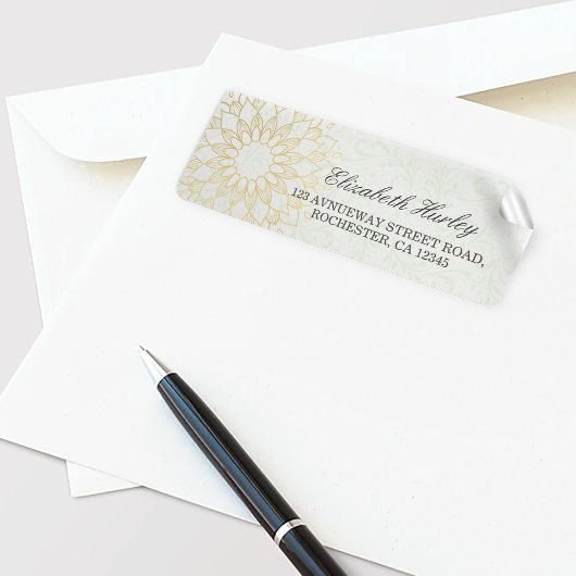 ヨガメディテーションインストラクター金ゴールドマンダラフラワー ラベル