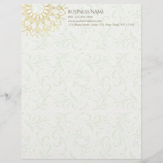 ヨガメディテーションインストラクター金ゴールドマンダラフラワー レターヘッド (正面)