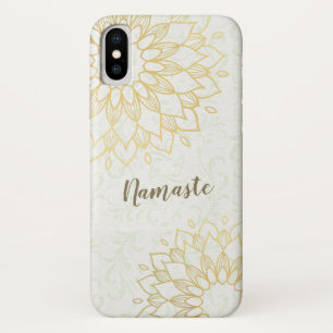 ヨガメディテーションインストラクター金ゴールドマンダラフラワー iPhone X ケース